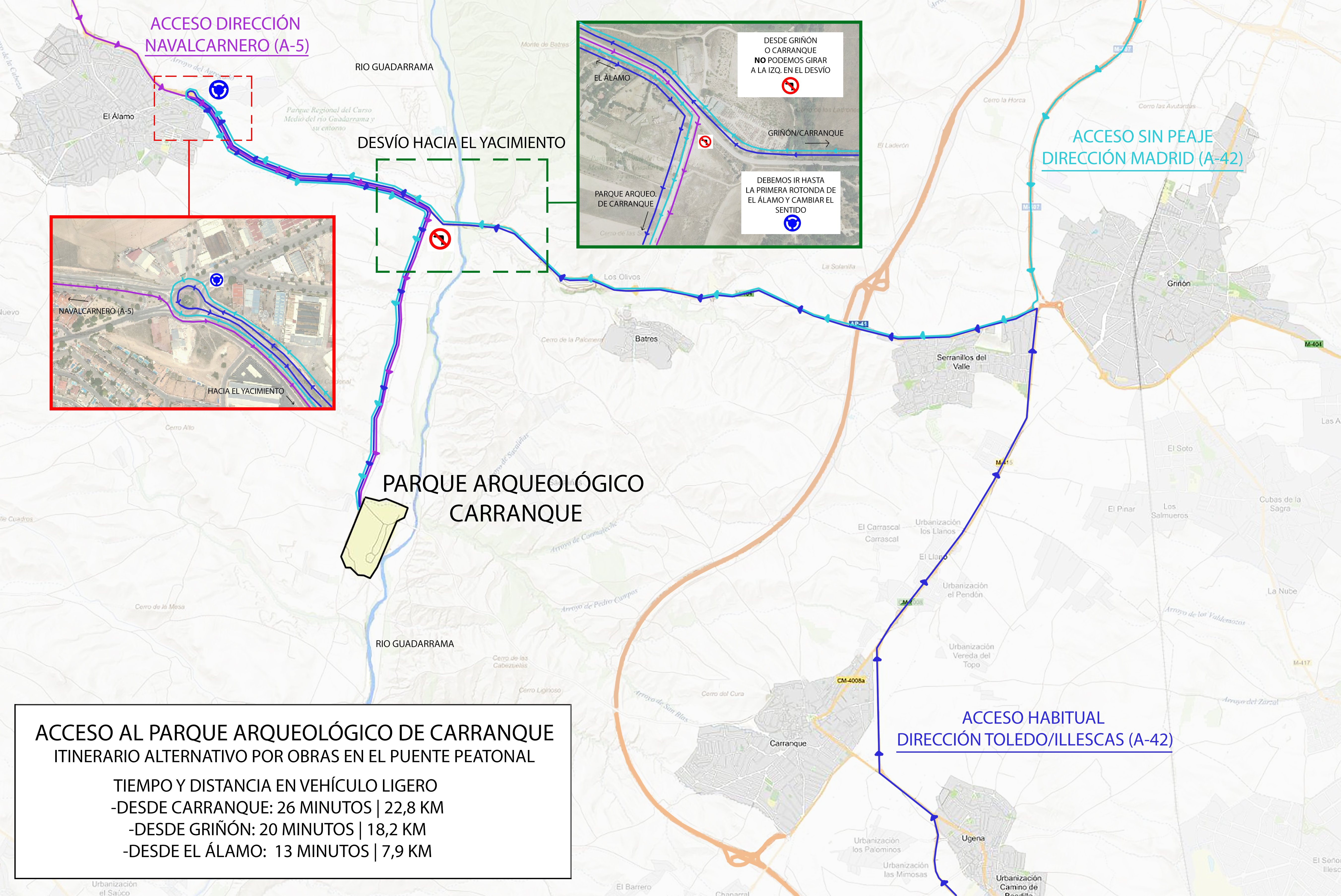 Plano acceso nuevo al parque arqueológico de Carranque