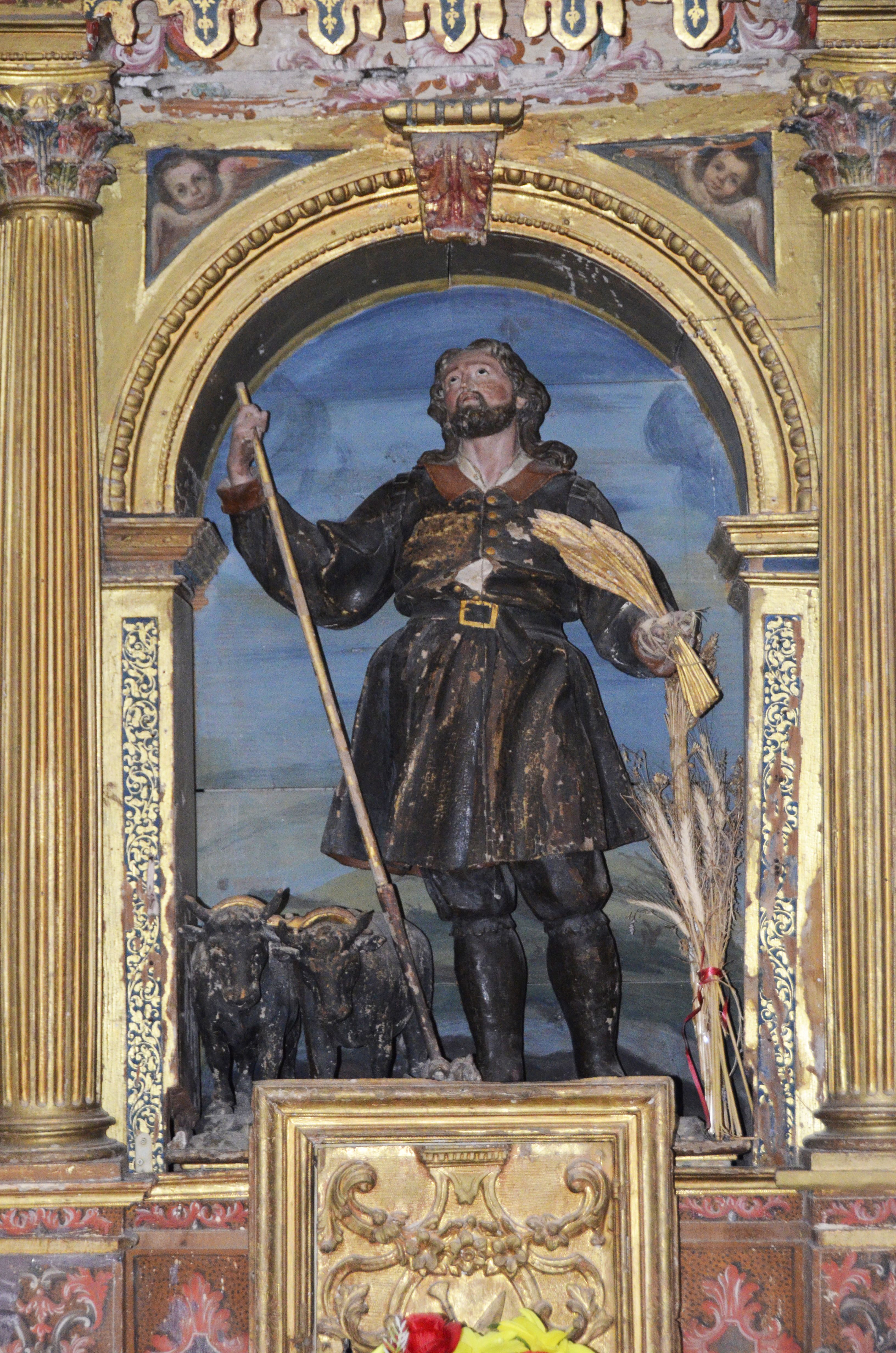 Imagen de la talla en madera de San Illán. Ermita de Nuestra Señora de la Antigua y de San Illán. Cebolla (Toledo)