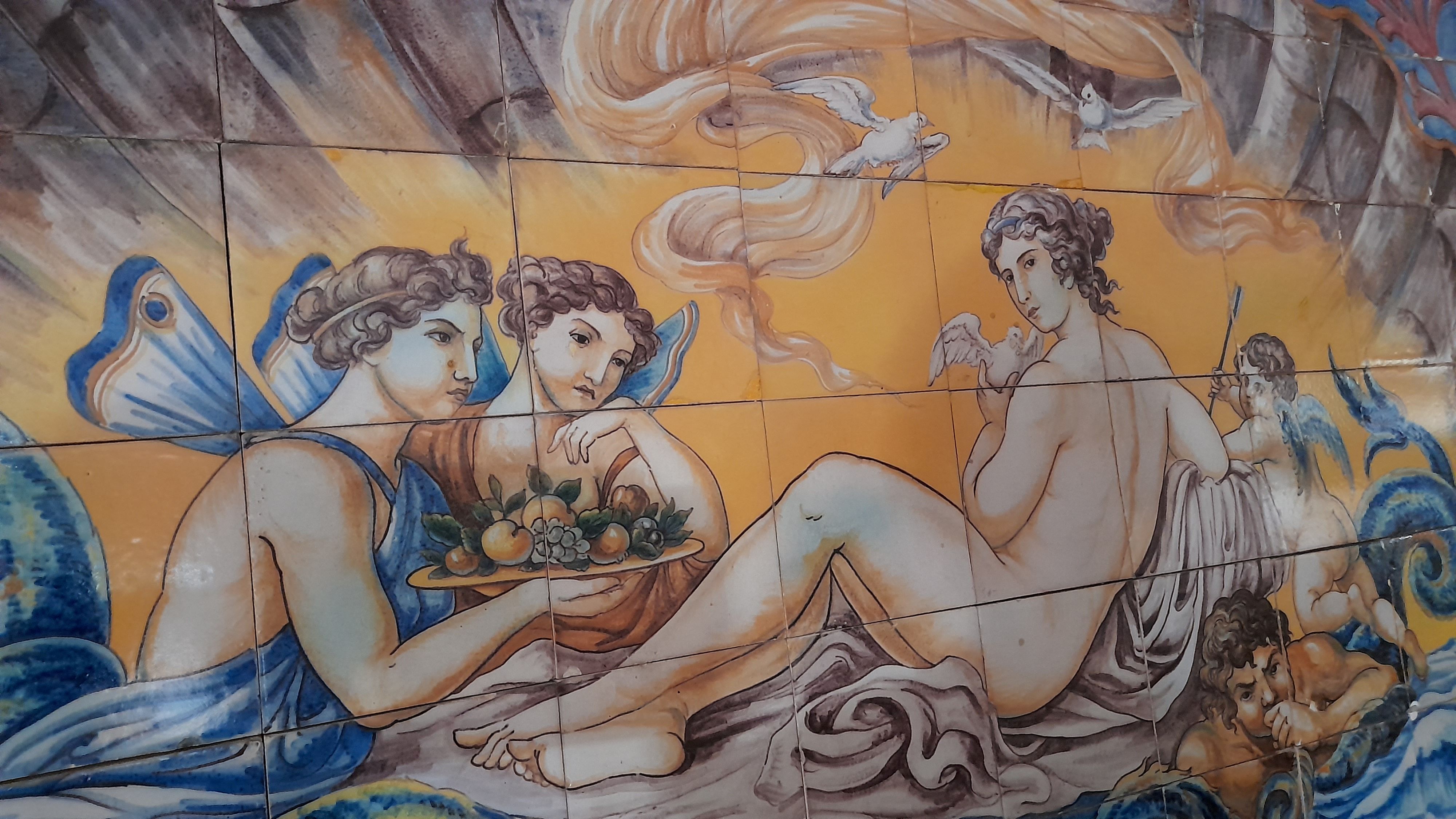 Detalle del panel “El baño de Venus” pintado por Francisco Arroyo en 1911. /  fotografía: José Luis Toledano