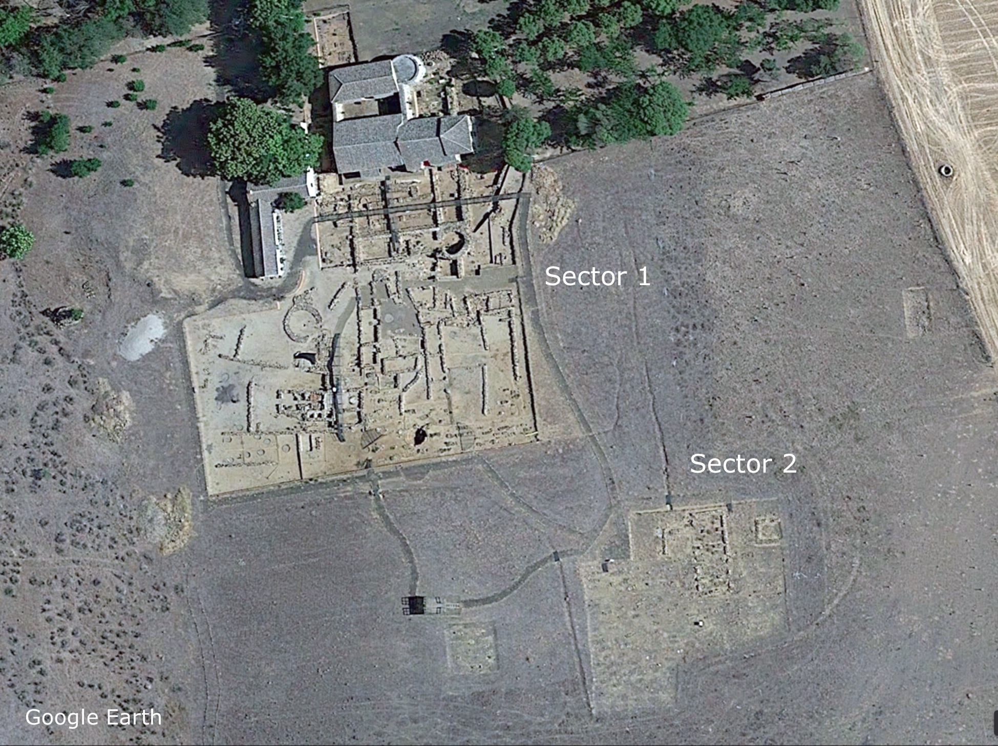 Fig.4. Localización de los Sectores 1 y 2 en el área excavada