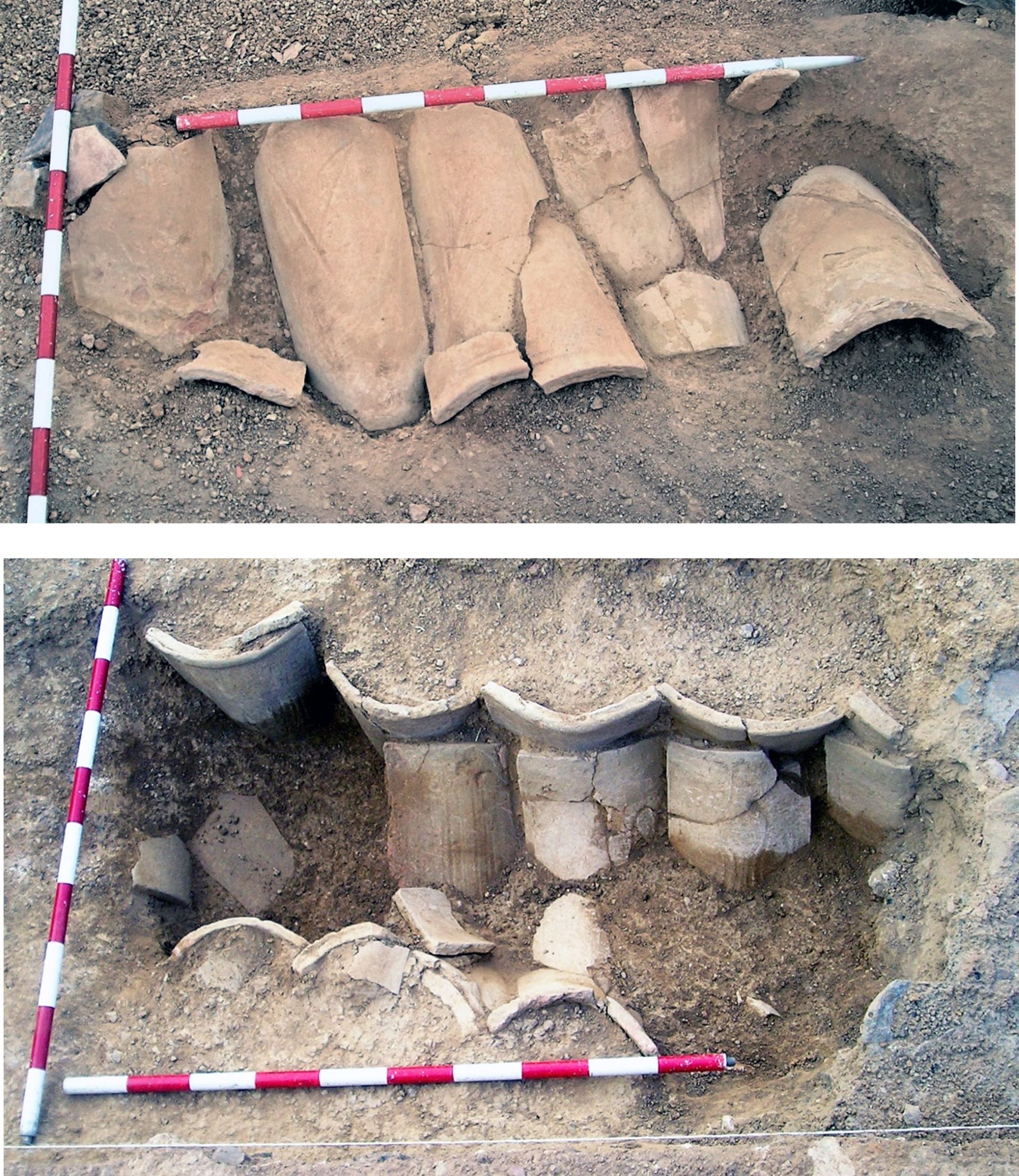 Fig.7. Distintas tumbas de latericio. Arriba: Tipo I.2.f.  Abajo: Tipo V.2.f