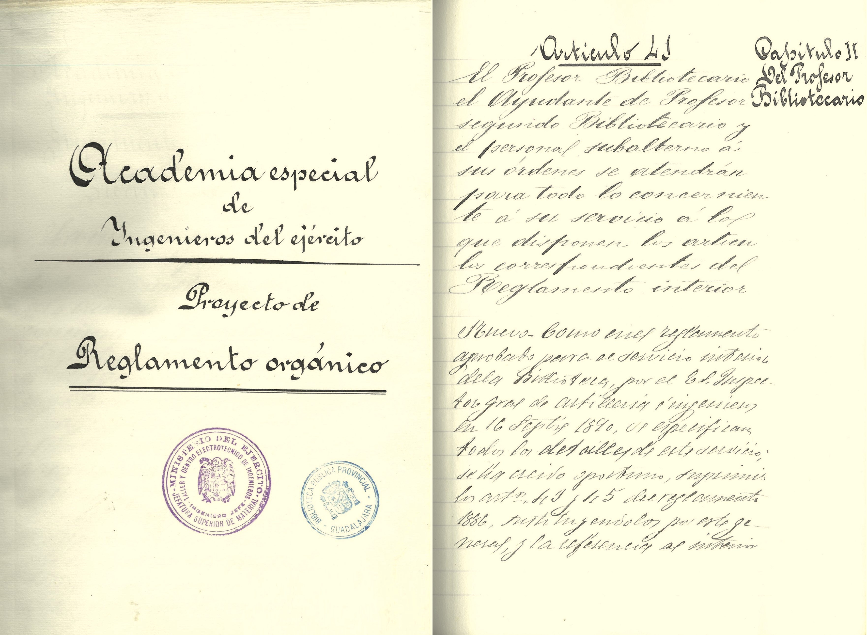  Proyecto de Reglamento orgánico de la Acedemia de Ingenieros (1893)