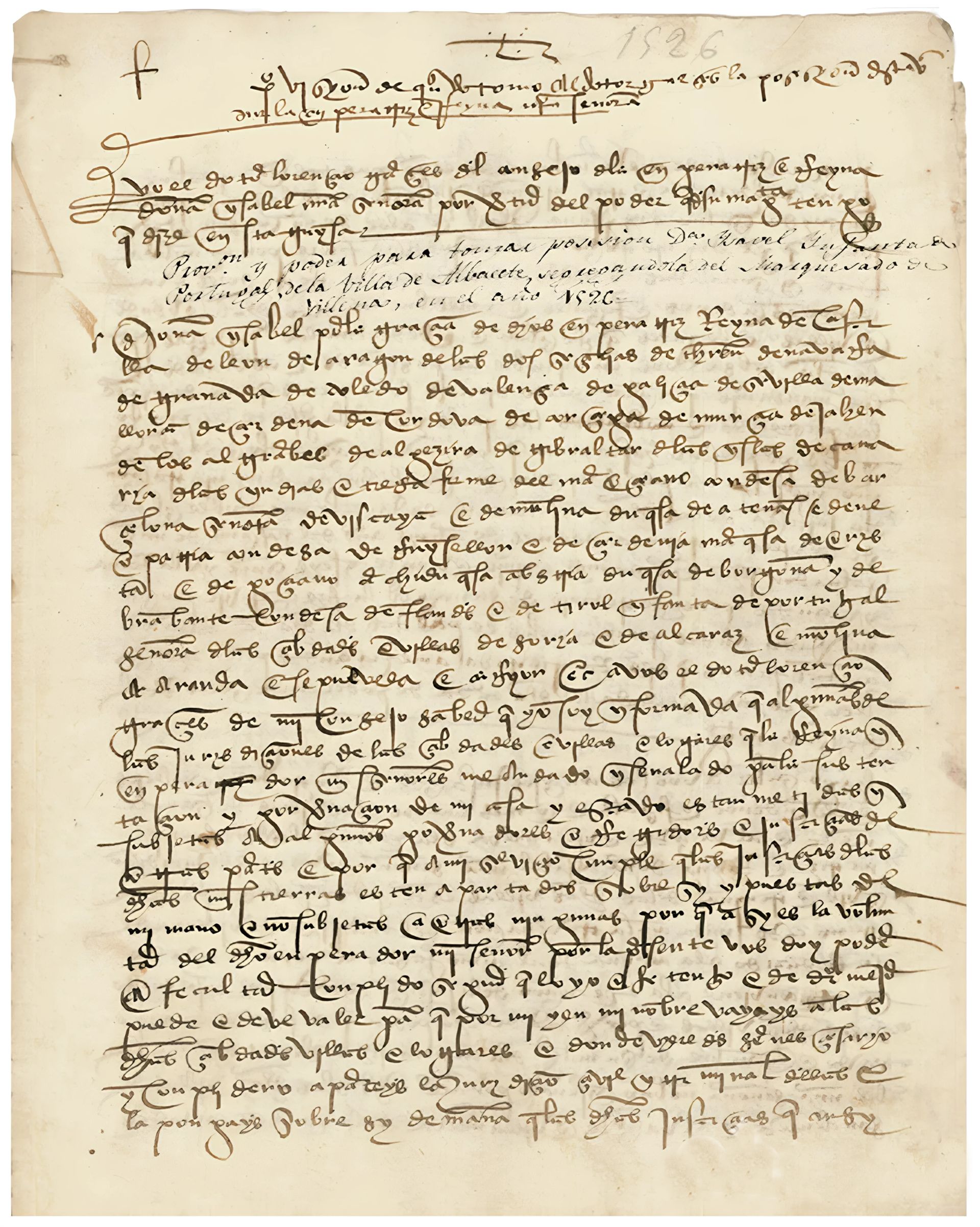 El 30 de abril de 1526 se comunicó a la villa que el doctor Garcés, del Consejo de la emperatriz, tomará posesión de la villa para separarla de la jurisdicción del marquesado de Villena y adscribirla a la emperatriz. AHPAB, signatura 551, 73