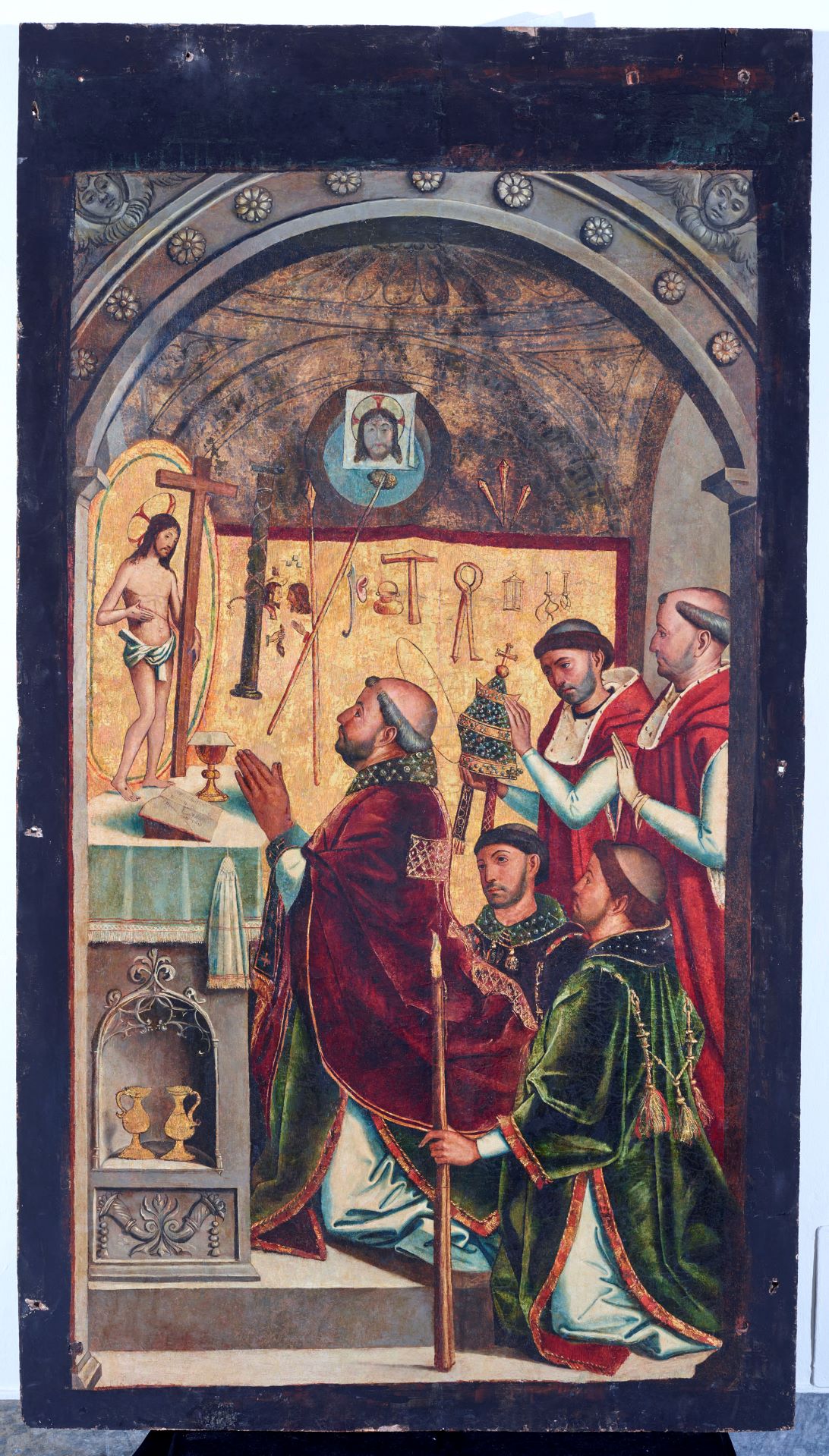 La Misa de San Gregorio. Juan de Borgoña y taller. C. 1502-1505. Retablo mayor de la parroquia de la Santísima Trinidad de Alcaraz ( Albacete) .