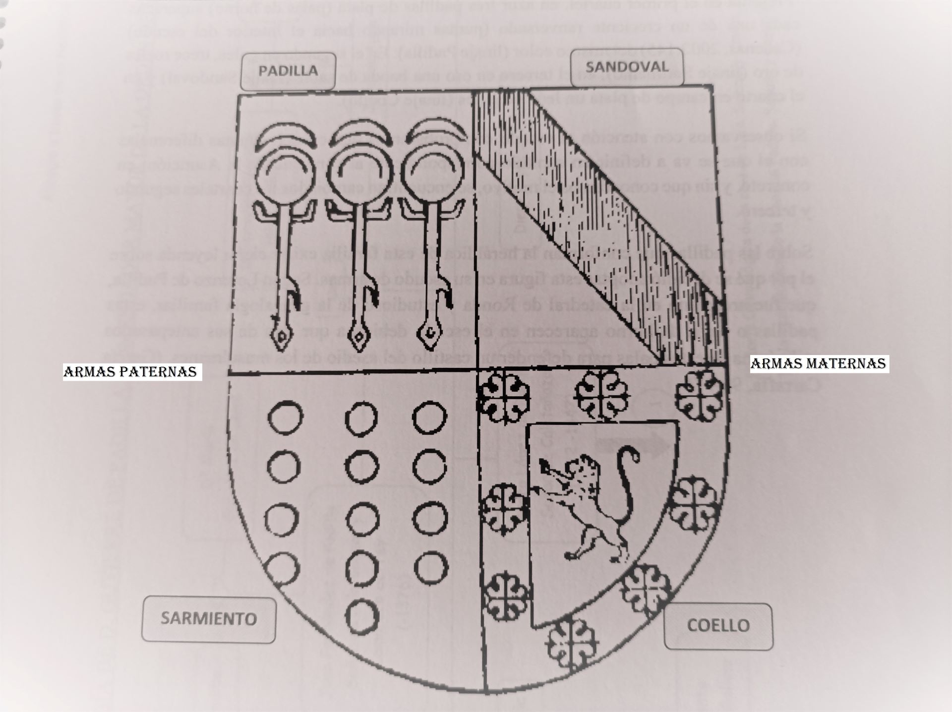 Fig. nº 3 Representación de las armas familiares. Comendador mayor de la orden de calatrava D. Gutierre de Padilla (J. Alcaide)