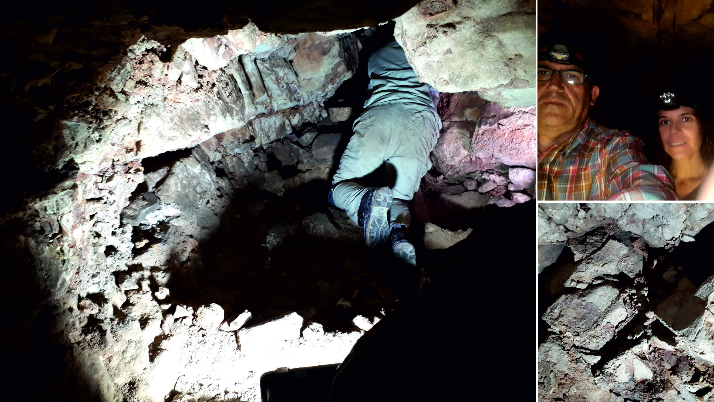 Figura 1. Reconocimiento de la litología interior de la cueva funeraria del Castillejo del Bonete (Terrinches, Ciudad Real).