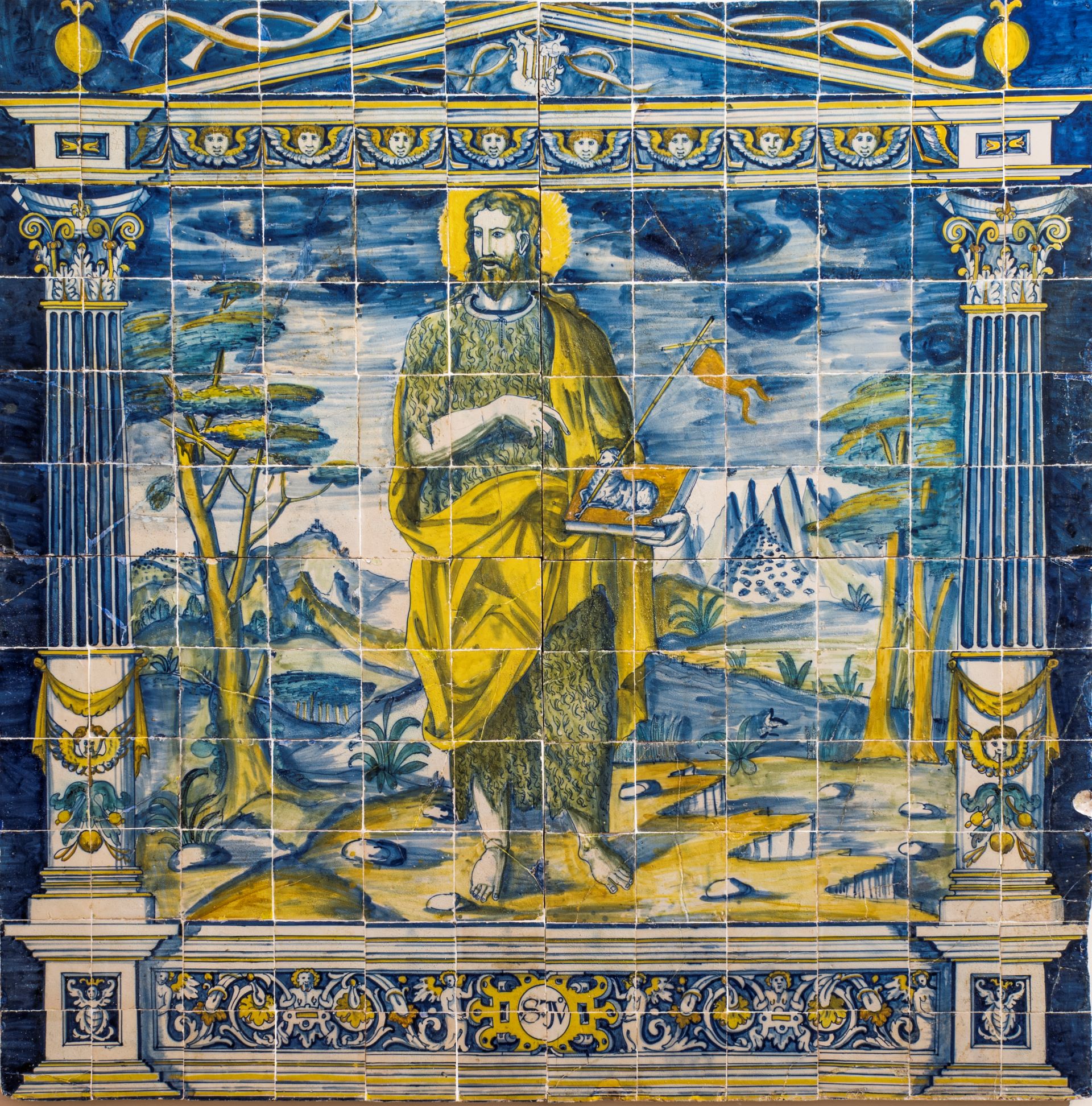 Panel de azulejos San Juan Bautista, siglo XVI. Ubicación: nave central del liceo del Museo Ruiz de Luna.Talavera de la Reina (Toledo)