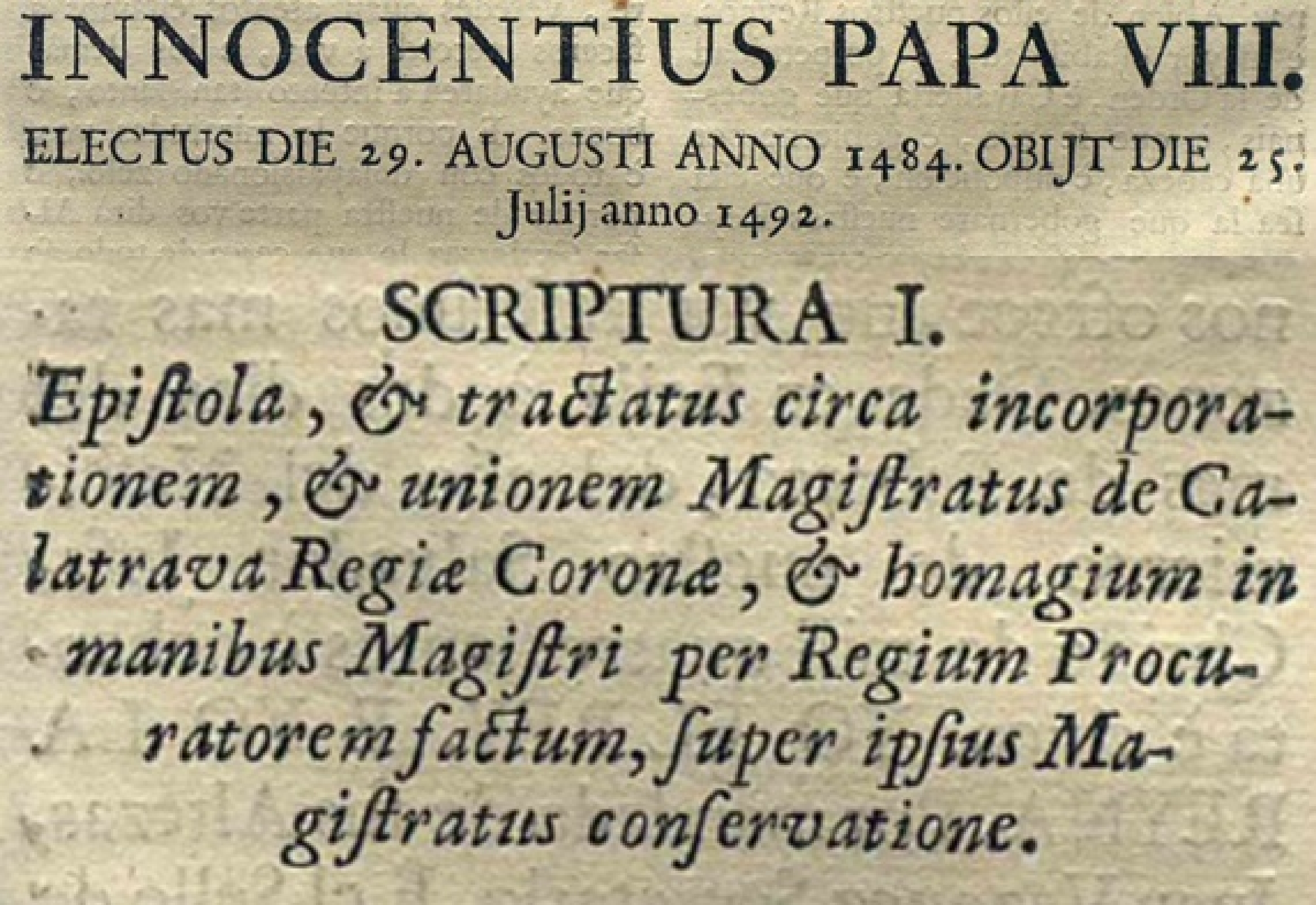 Fuente: Encabezado de la Bula de Inocencio VIII. pares.mcu.es