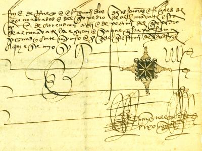 La imagen corresponde al documento siguiente: Año 1528. Arrendamiento de un cebadal propiedad de don Pedro de Alcañavate al concejo de Albacete. Escribano: Miguel Garijo. Signatura AHPAB 552, 4. 