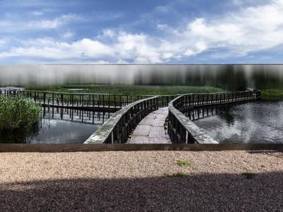 fotografía mural de Ballester, ‘Puente en las Tablas de Daimiel’