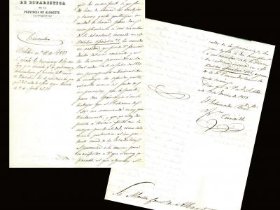 1859. La comisión de Estadística instruye al ayuntamiento de Albacete para formar un presupuesto adicional para la compra de azulejos de calles y números de casas. AHPAB, signatura 299, 2. 