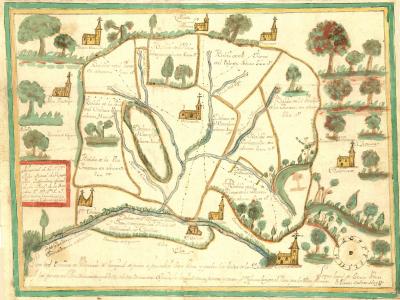 Plano del municipio de Villaverde (Albacete), perteneciente al Catastro del Marqués de la Ensenada. 1750. AHP de Albacete