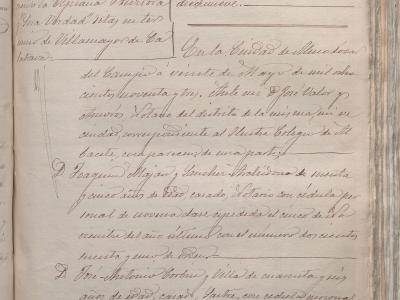 Escritura de constitución de la sociedad “La Aventurada” para la explotación de cuatro minas de plomo en Villamayor de Calatrava. 1893, mayo, 20. Almodóvar del Campo (Ciudad Real). AHP de Ciudad Real.