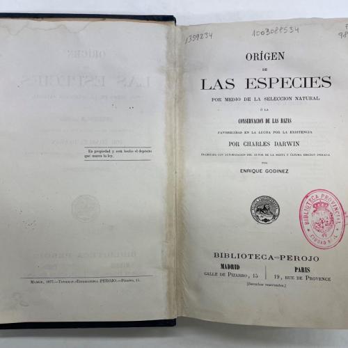 La primera edición en español del ‘Origen de las Especies’ de Darwin vuelve restaurado a la Biblioteca Pública del Estado de Ciudad Real